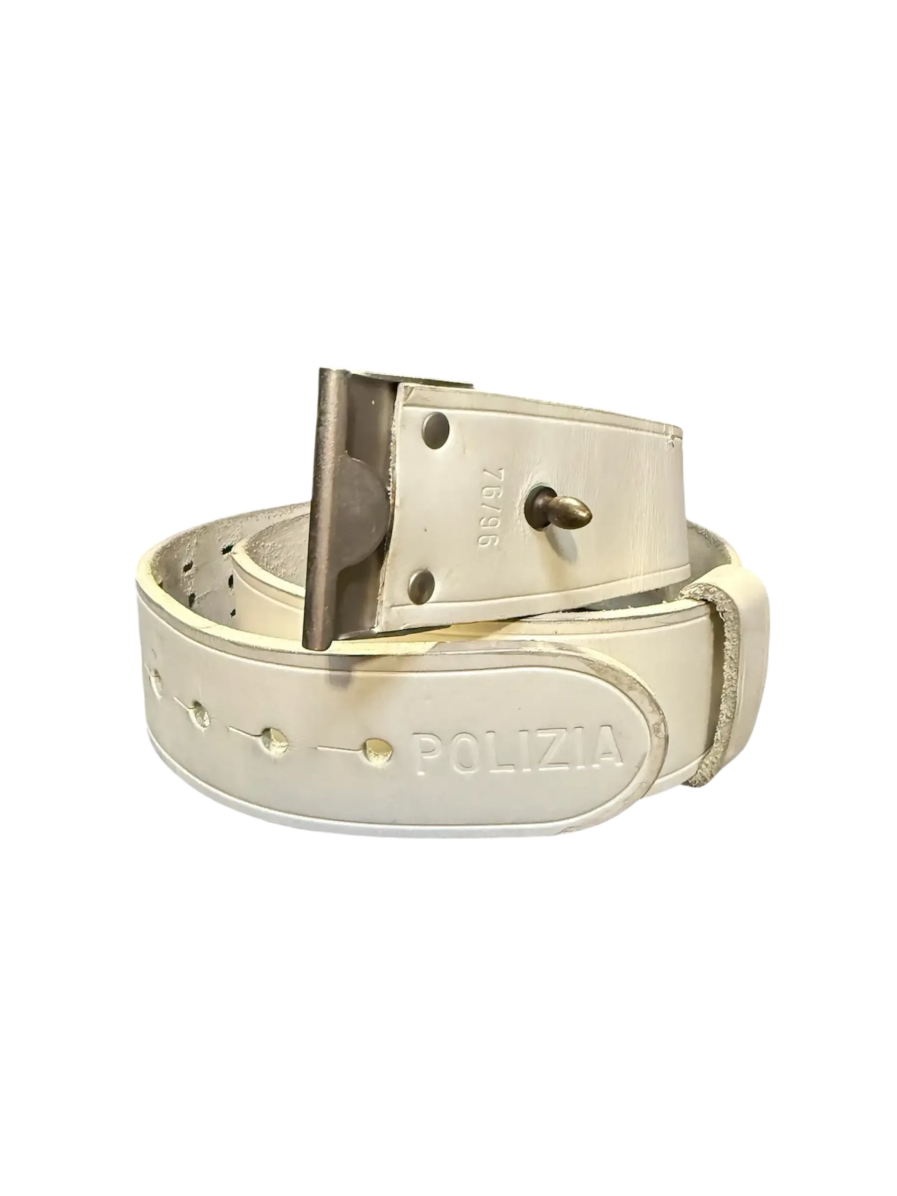 Authentic Italian Polizia White Leather Police Belt  display picture 1