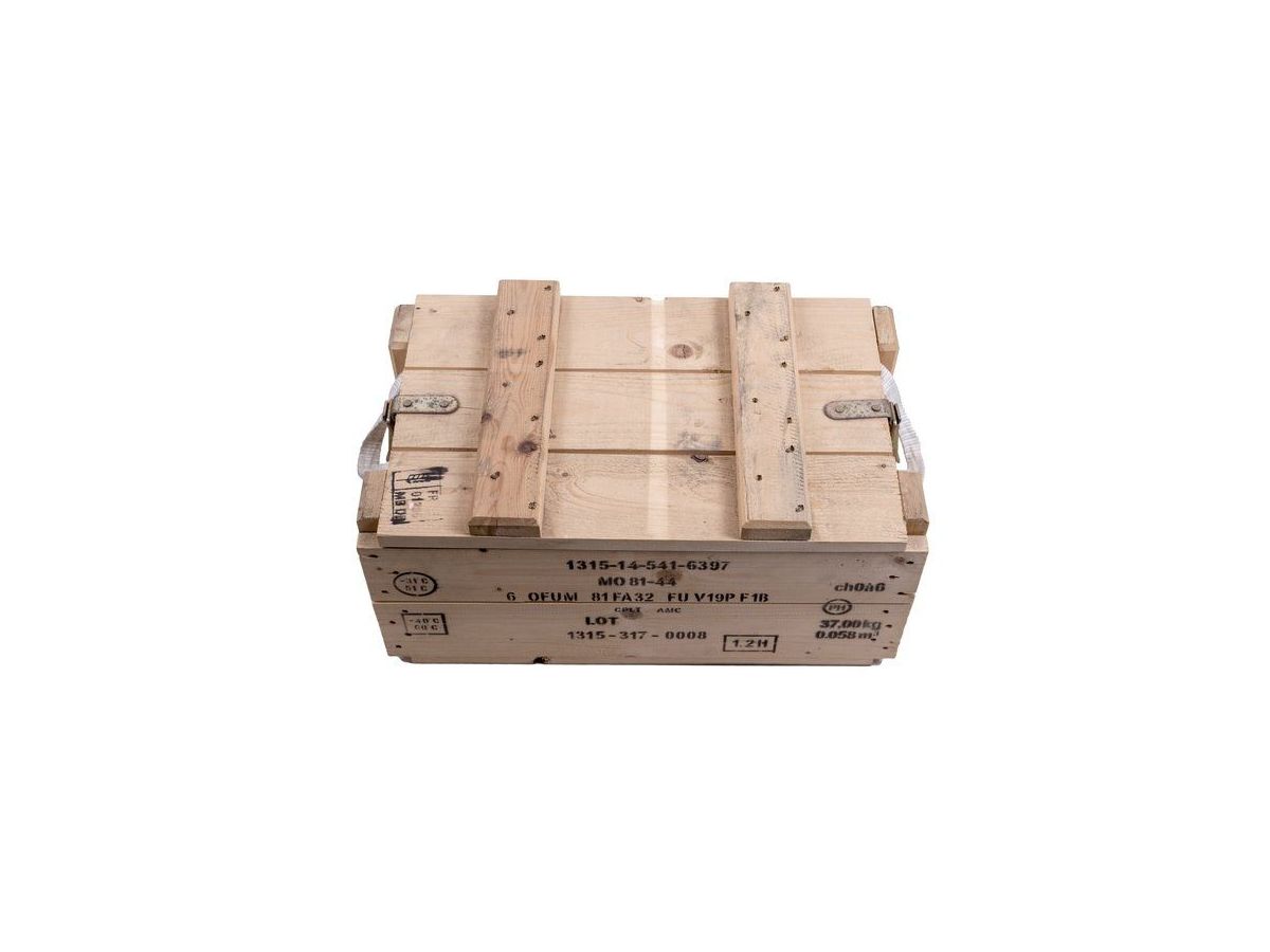 French Army 81mm Mortar Crate - Authentic Wood Ammo Box Surplus