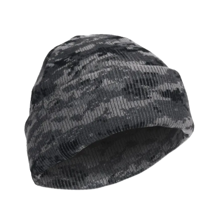 Deluxe Watch Cap Subdued Urban Digital folded knit beanie in subdued gray urban digital camouflage pattern.