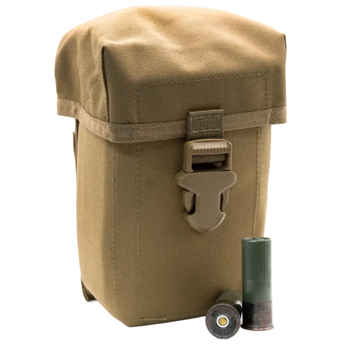 USGI Coyote Brown MOLLE 12 Gauge Shotgun Shell Pouch – Buckle Flap, 25 Round