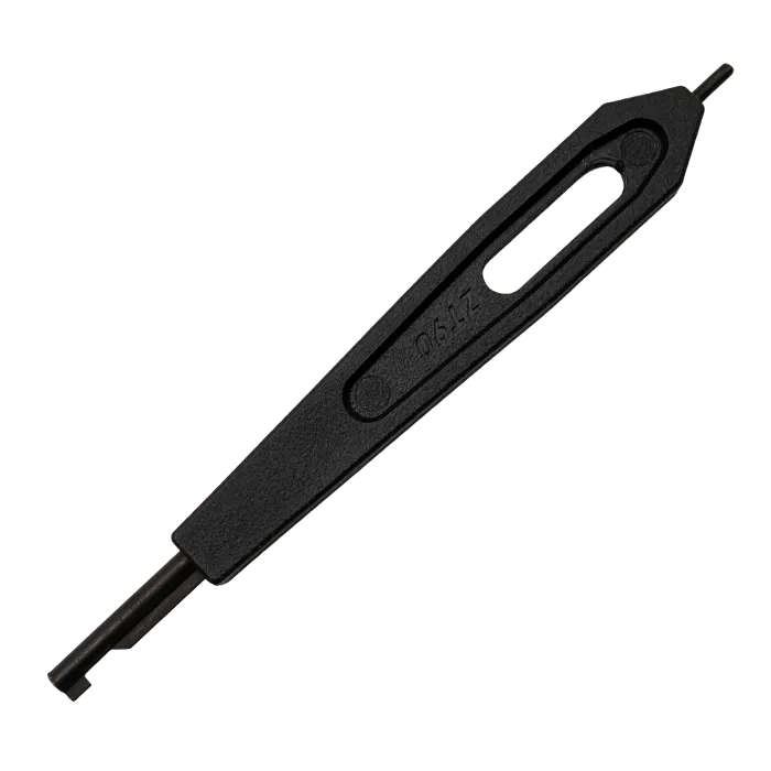 Zak Tool ZT90 5 inch corrections handcuff key in black polymer featuring key tip, thumb slot, and flat profile design