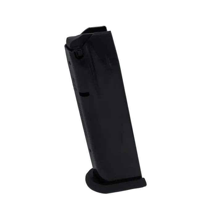 Checkmate Sig P226 Magazine in 9mm 18 round capacity with black steel body, feed lips, magazine catch slot, and polymer floor plate