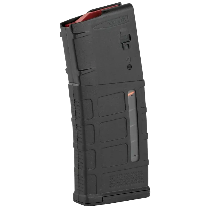 Magpul PMAG 25 SR25 7.62x51 magazine in black with round-count window and anti-tilt follower