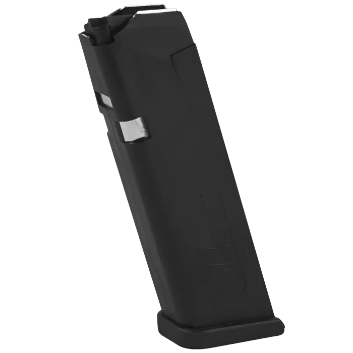 SGM Tactical Glock 23 13-round .40 cal magazine, front angled view showing brand marking and follower