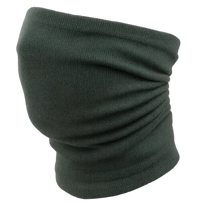 Swiss Military Gray Wool Neck Gaiter side profile on mannequin, gray wool knit tactical winter neck warmer.