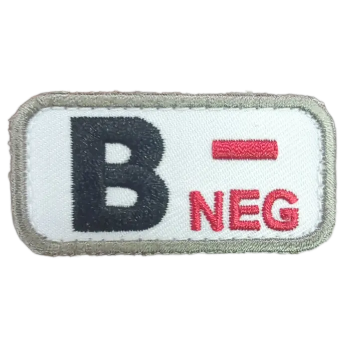 B Negative Blood Type Patch - White 