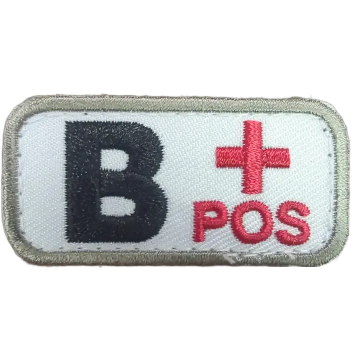 B Positive Blood Type Patch - White 