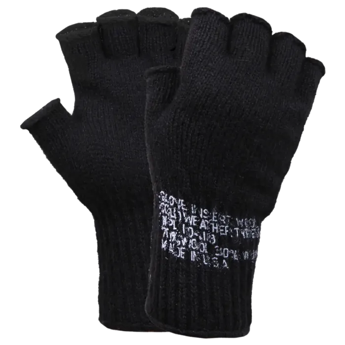 Fingerless Wool Gloves - Black