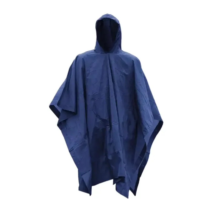 【mii】HYKE PERTEX® PONCHO NAVY Mil-Tec Poncho Navy Blue - Waterproof Vinyl Rain Poncho | 79x50 in