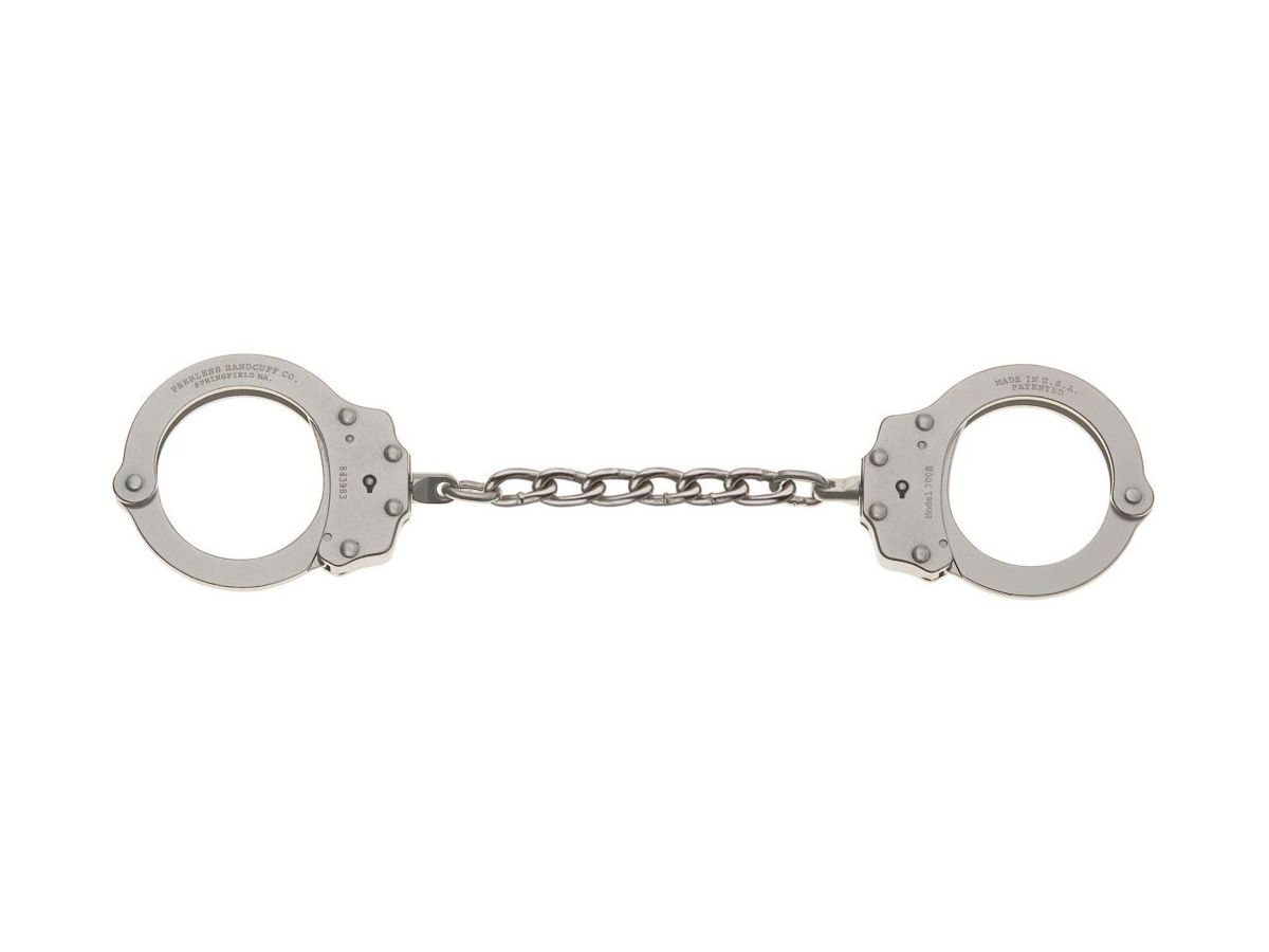 Peerless 700C-6X Chain Link Handcuffs - 8 Links, Nickel Finish
