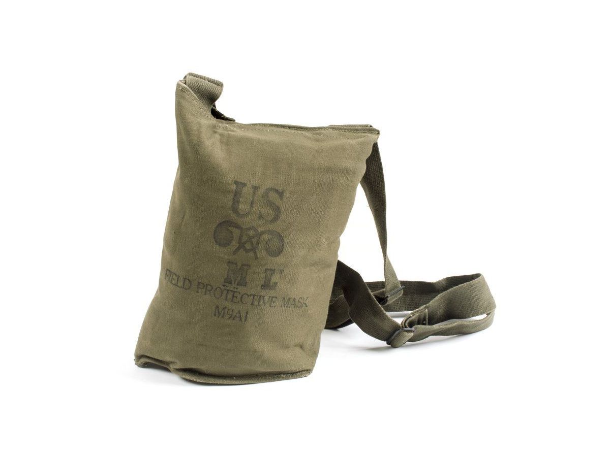US M9A1 Gas Mask Bag - GI Issue OD Canvas Carrier | Korean War Era