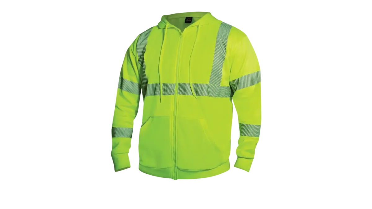 Rothco Hi-Vis Safety Green Zippered Sweatshirt | Reflective