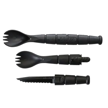 KA-BAR Knives, Spork & Knife, Knife/Fork/Spoon Combo, 6.875" Overall, 2.5" Blade, Black Finish, Main Photo