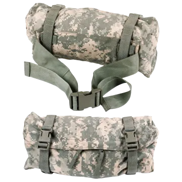 USGI MOLLE Waist Pack in Digital ACU showing front and back views with MOLLE webbing, buckle closures, adjustable waist strap, and digital camouflage pattern