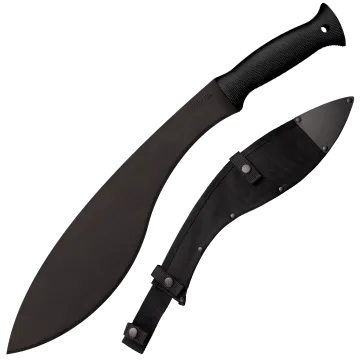 Cold Steel Kukri Machete and black nylon sheath set displayed together on white background