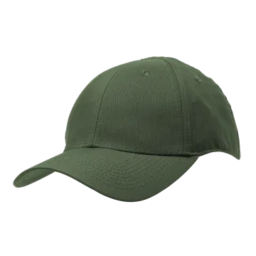 5.11 adjustable uniform hat in olive drab green, front-side angle showing curved brim and structured crown