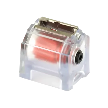 Ruger BX-1 clear 10-round 22LR rotary magazine, front-angle view showing rotor and feed lips