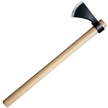 Cold Steel Frontier Hawk hatchet with dark steel head, sharpened edge, and straight light wooden handle, full product view