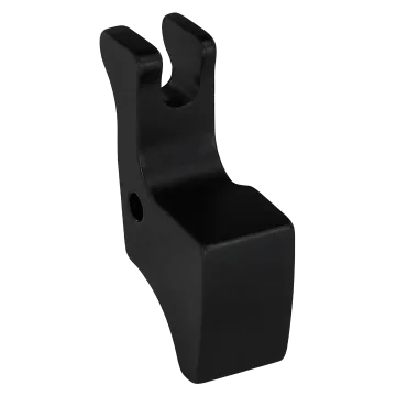 Volquartsen Ruger 10/22 Extended Magazine Release, black, side view with forked top notch and pivot hole