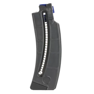 Smith & Wesson M&P15-22 10-round .22 LR black polymer magazine with blue follower and witness window