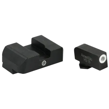 AmeriGlo GL102 i-Dot Night Sights for Glock showing tritium front and rear set side profile in black steel.