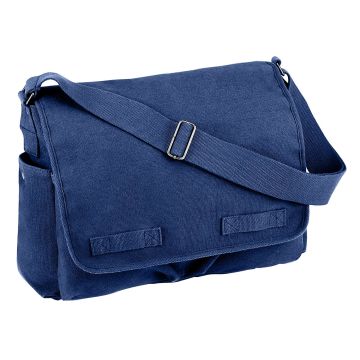 Blue Vintage Washed Canvas Messenger Bag