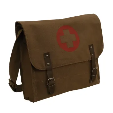 Brown Vintage Medic Canvas Bag with Cross