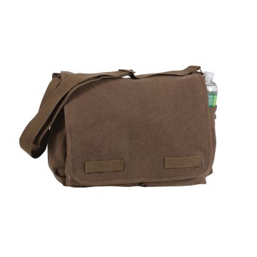 Brown Vintage Washed Canvas Messenger Bag
