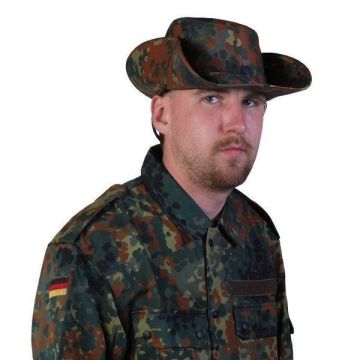German Flecktarn Camo Bush Hat - Brim Up