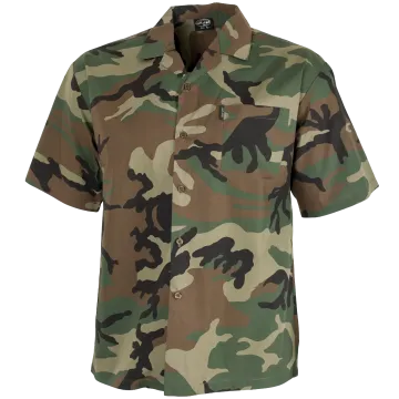 Mil-Tec Woodland Camo Button Down Shirt