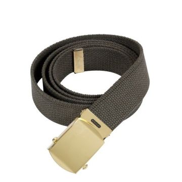 Military Web Belt - Gold Buckle - Olive Drab