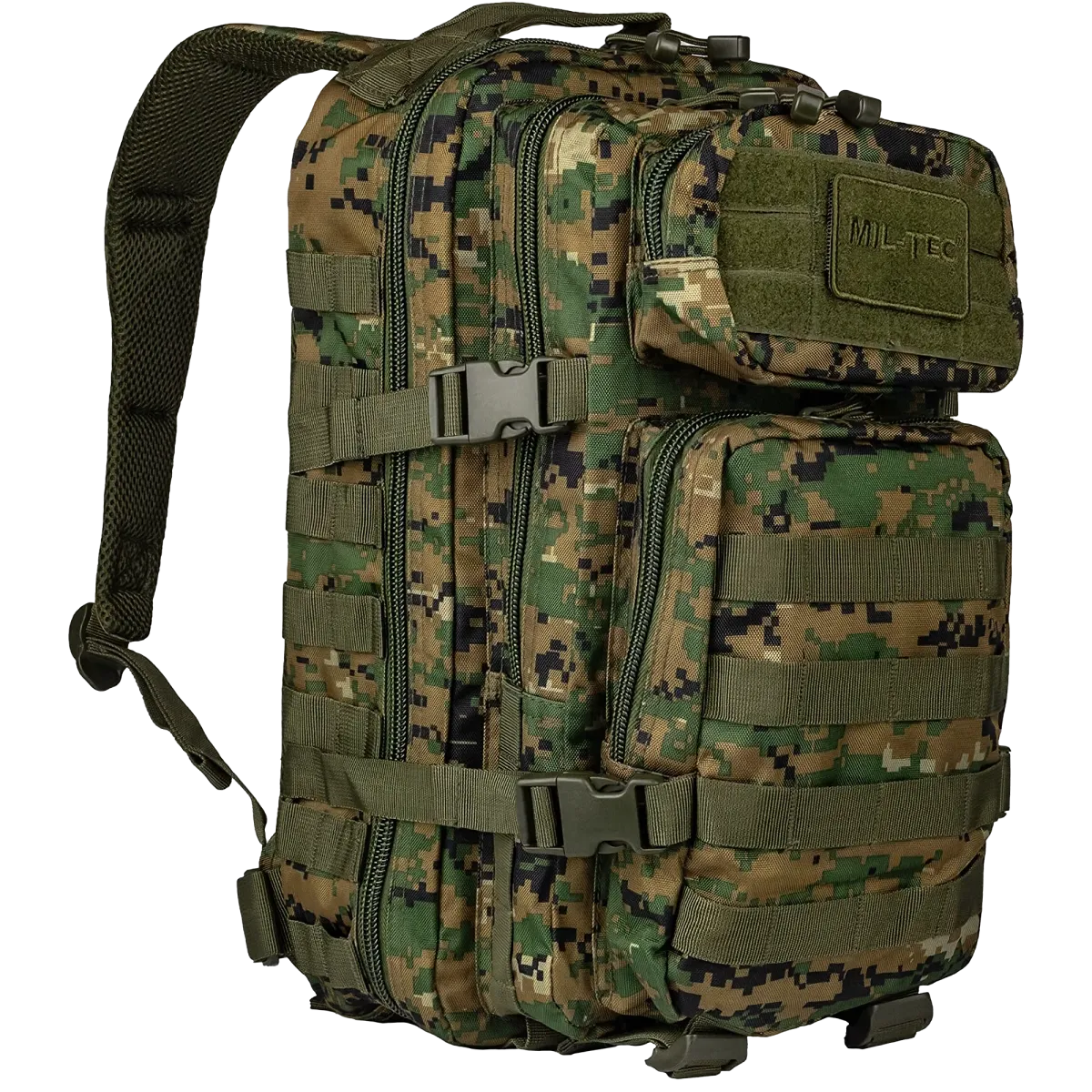Mil-Tec Assault Pack Large | Woodland Digital Camo | Keep Shooting
