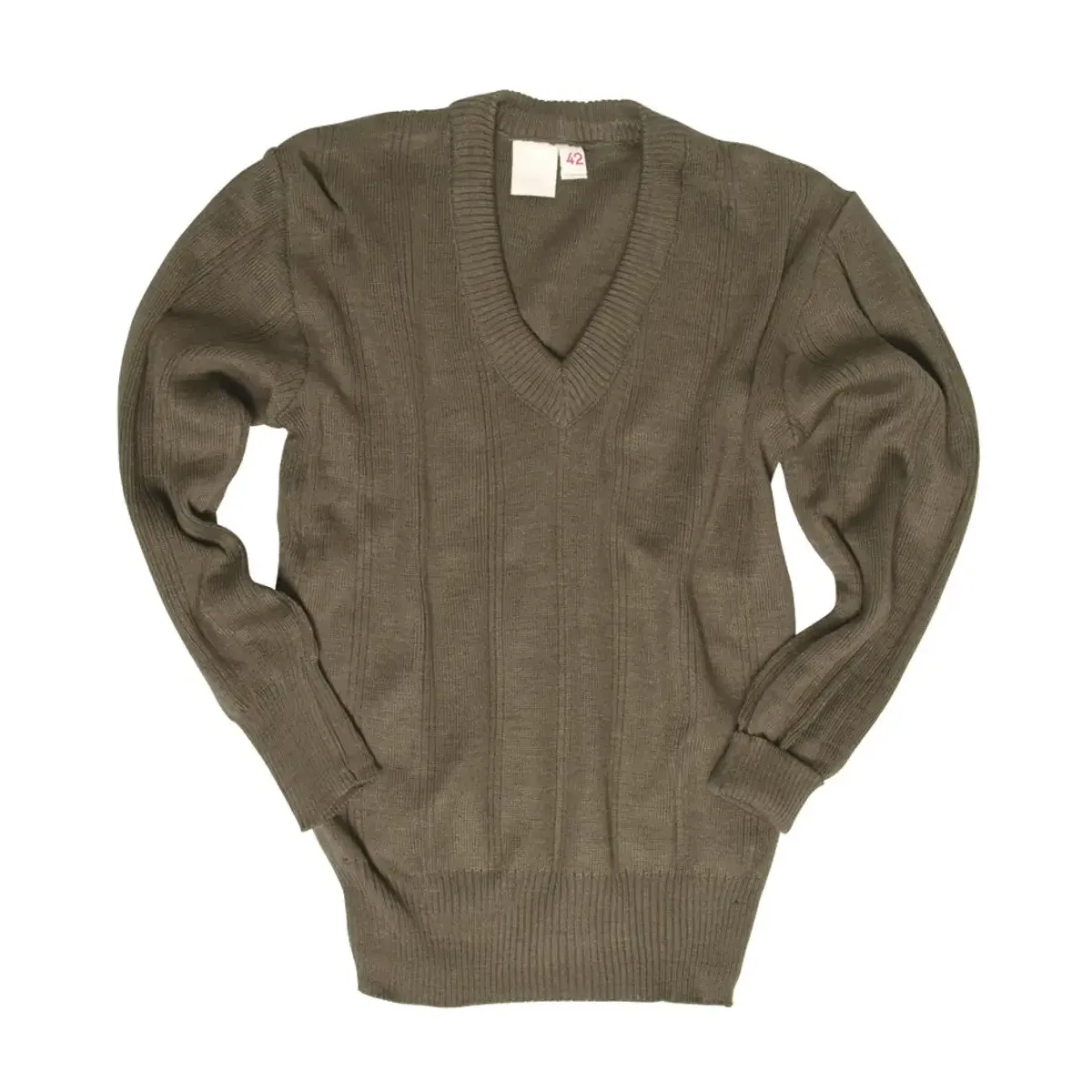 East German OD V-Neck Sweater - Genuine NVA Wool Surplus Pullover