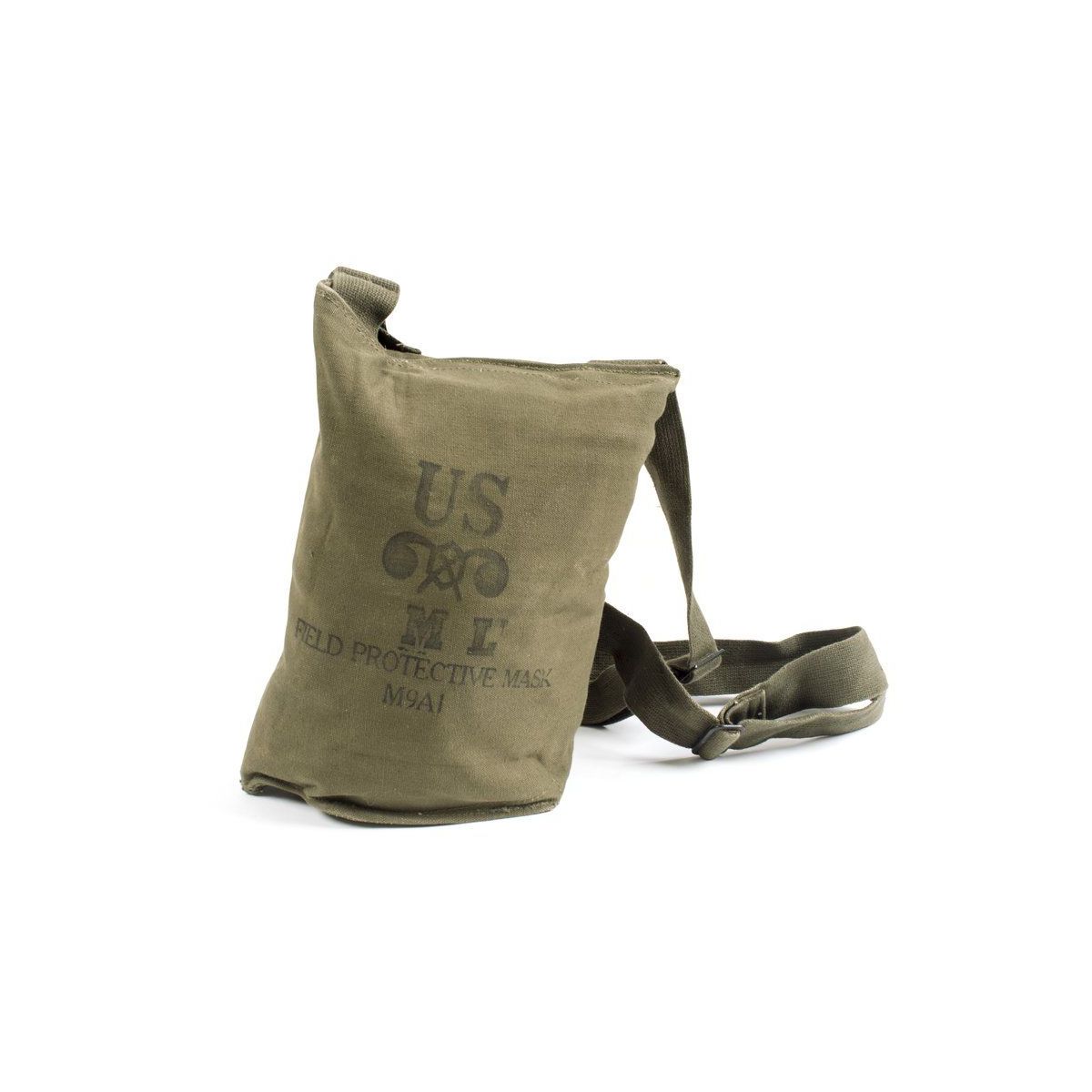 50s 米軍実物 M9A1ガスマスクバッグ (MOD) オイルド ミリタリー US M9A1 Gas Mask Bag - GI Issue OD Canvas Carrier | Korean War Era