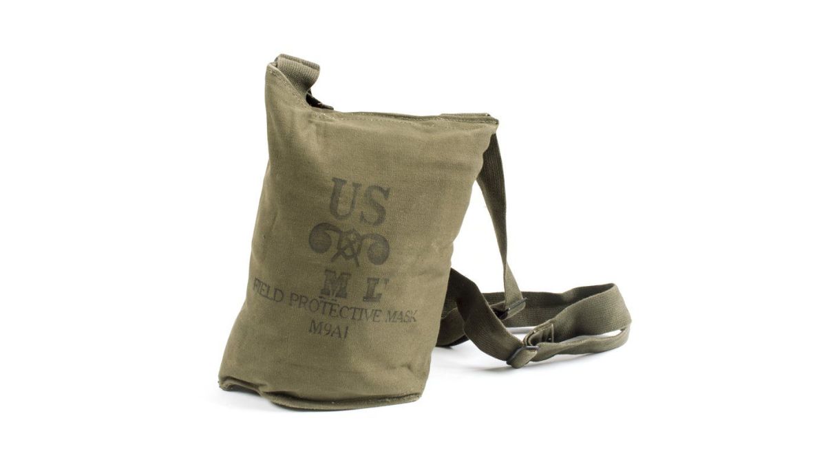 US M9A1 Gas Mask Bag - GI Issue OD Canvas Carrier | Korean War Era