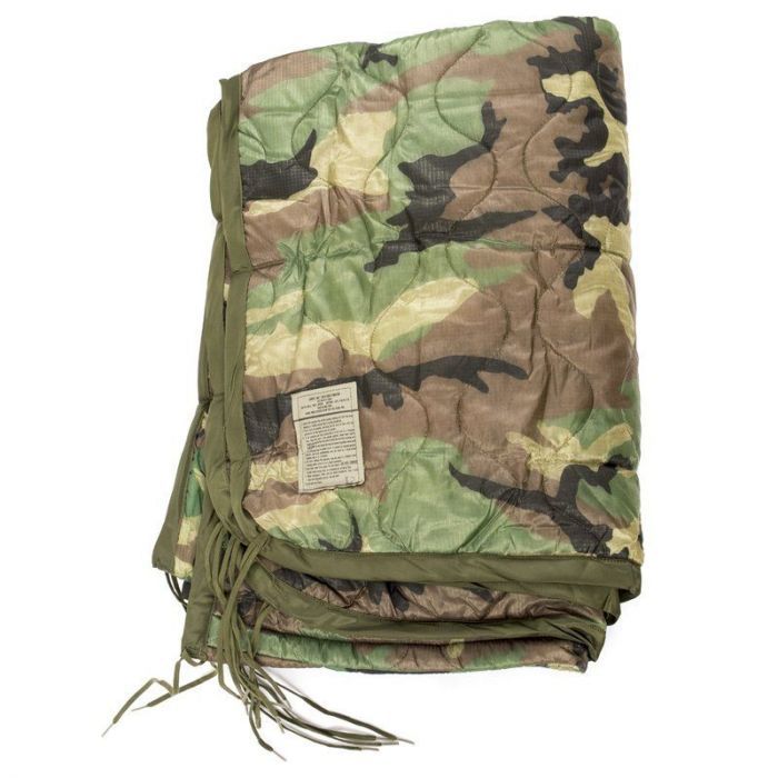 US Military Original Woodland Camouflage Nylon Wet Weather Poncho (NSN: 8405-01-100-0976)