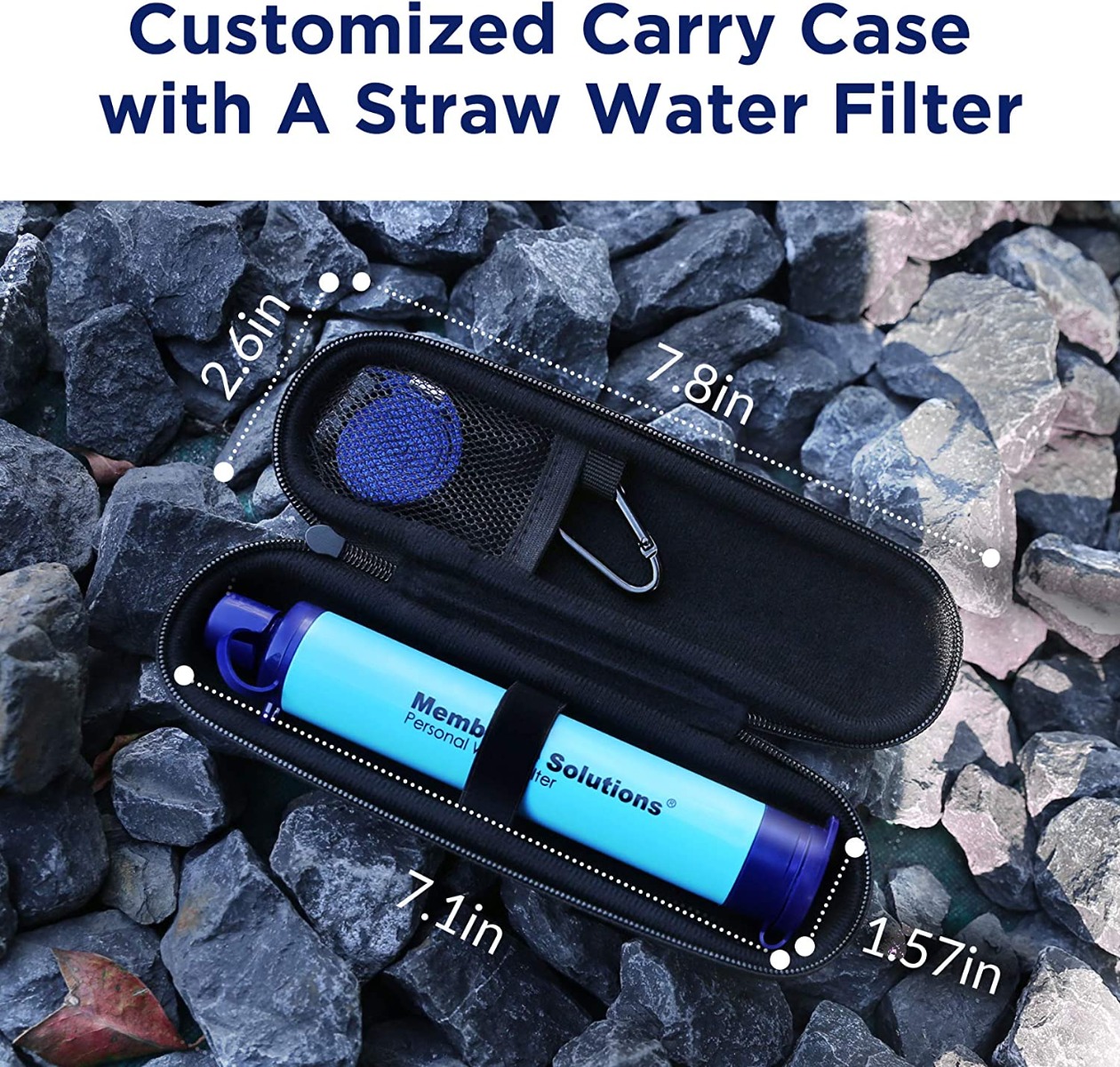 Membrane Solutions MSLOESF005Z Water Filter Straw w/ Case 0.1 Micron Blue-img-2